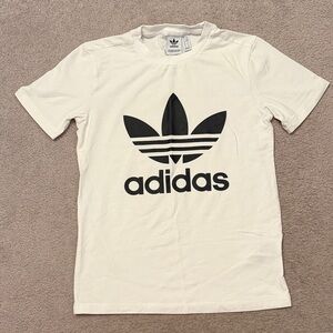 Adidas White Tee with Black Trefoil